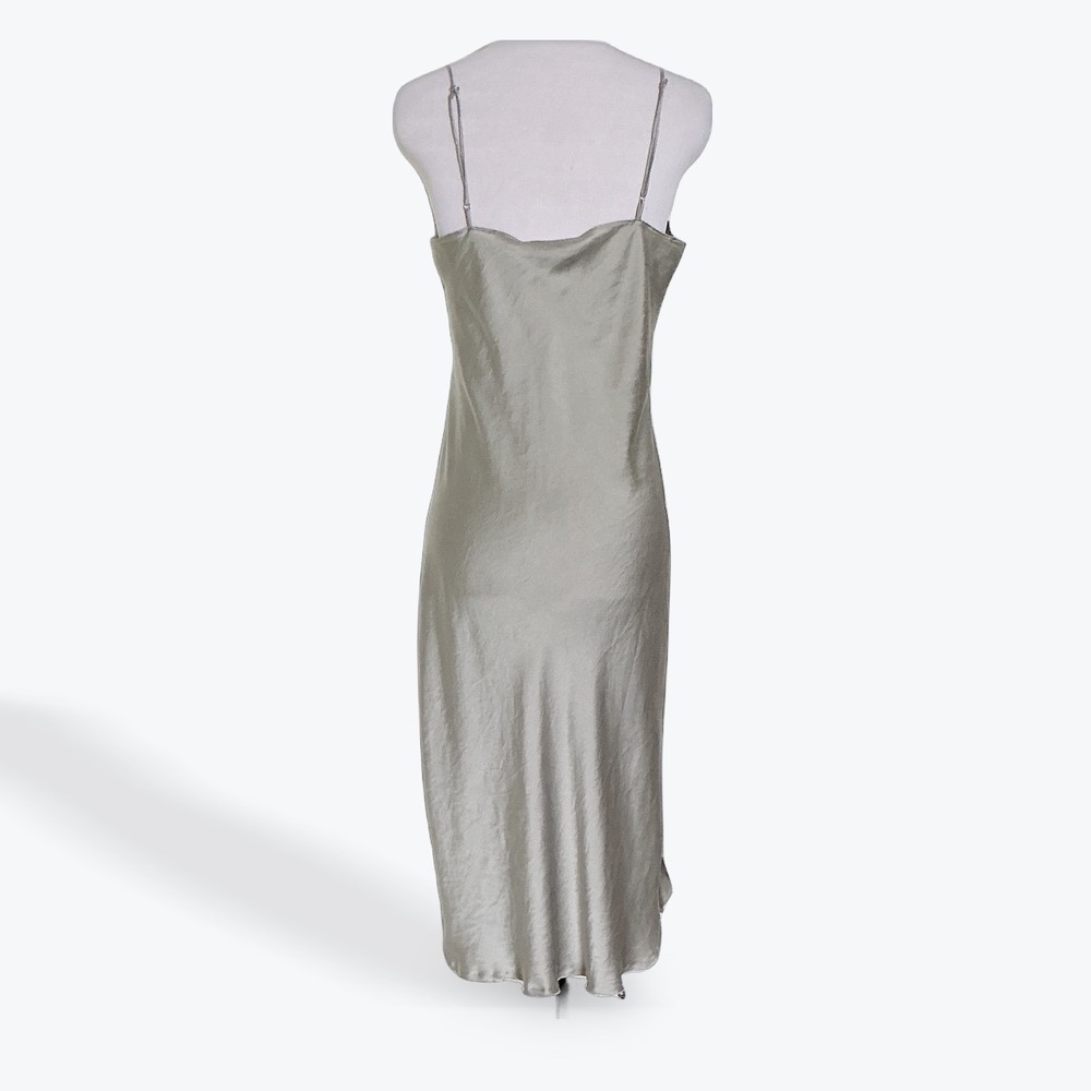 Nili Lotan 100% Silk Bias Cut Slip Dress Silver Medium Made in USA Minimalist - Picture 3 of 16